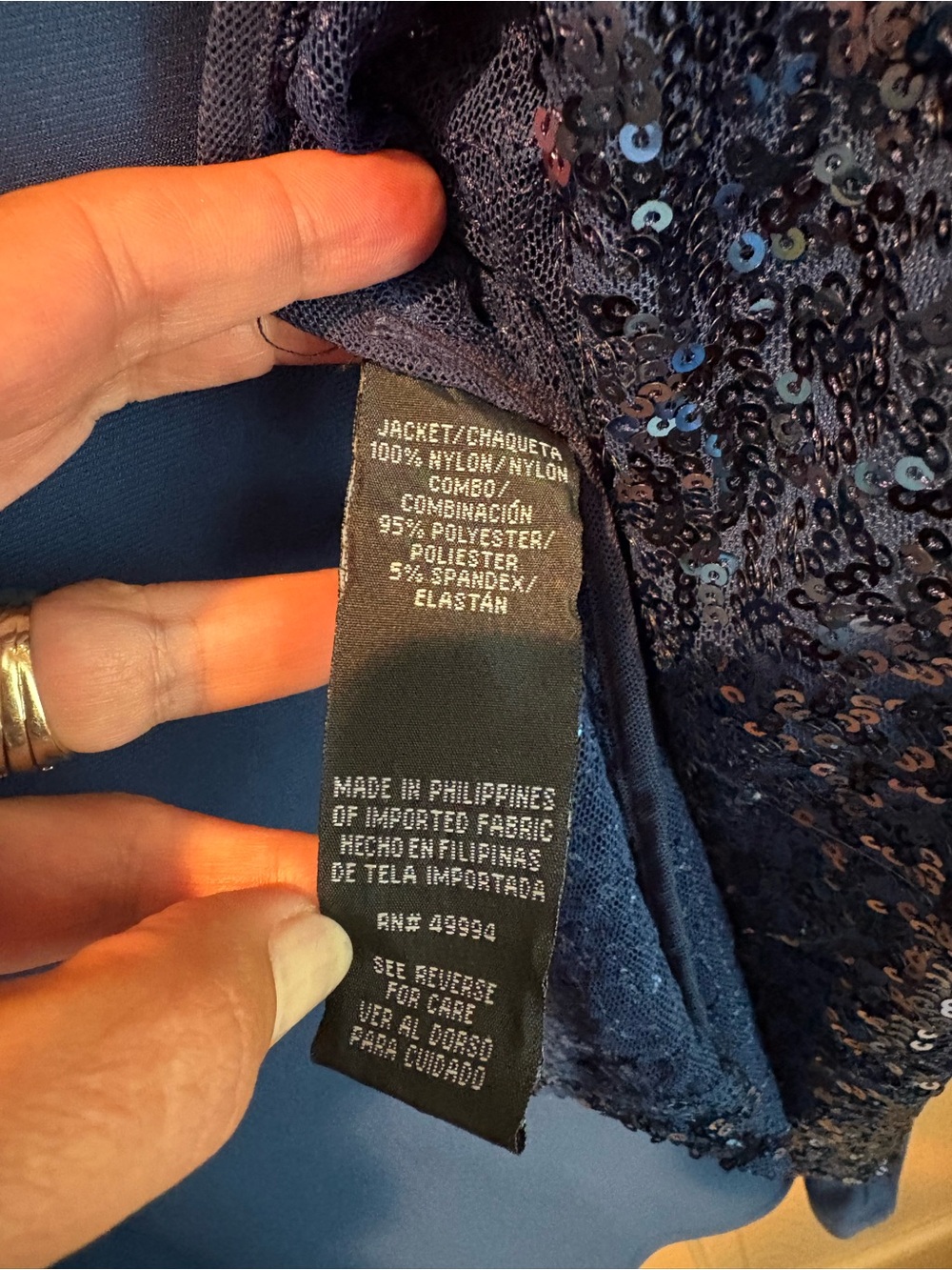 R&M Richards Royal Blue 2-piece Sequin Open-Front Jacket and Dress Sz. 14 - Picture 5 of 6